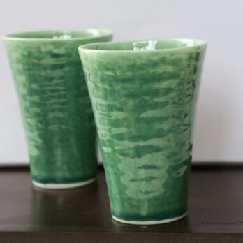 緑釉　ビアカップ　の画像