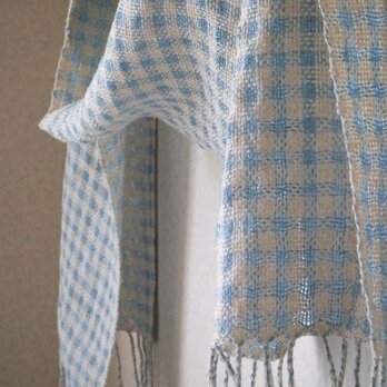 手織りシルク＆リネンストール・・つゆくさの画像