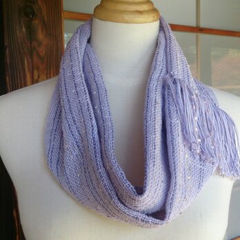 【値下げしました】手織り・シルクとコットンのスヌード藤紫色の画像