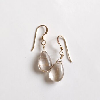 【再販】ルチルクォーツのシンプルピアス※ピアス金具変えました。の画像