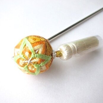 手まりのかんざし（黄×黄緑色）