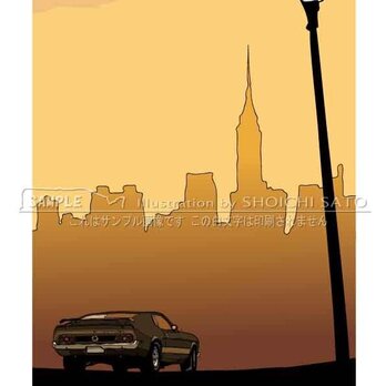 「Sun-set N.Y.」街角 イラスト ポスター(A2)の画像