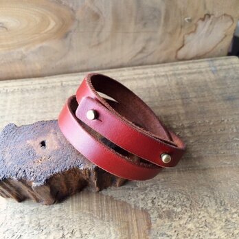 Leather bracelet/赤茶の画像