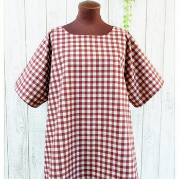 ☆m様専用品☆　ギンガムとドットの切替トップス