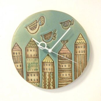 「とりと家」の陶製時計