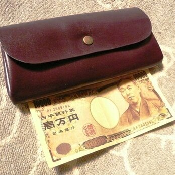 パープル山羊革のぷっくりポーチ・ロング