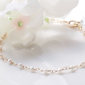 淡水パールとトパーズのシンプルブレスレット（14kgf）