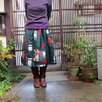 銘仙リメイク☆クリスマスキャロルが…お正月も着たい可愛いスカートの画像