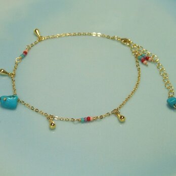 アンクレット♡ターコイズ×ビーズ