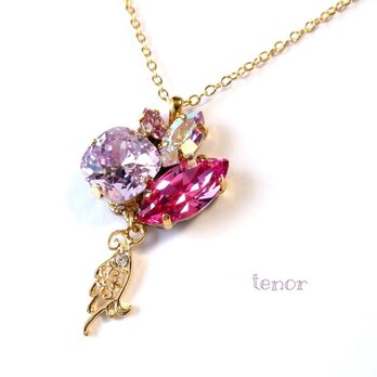 ♡ハンドメイド♡ビジューネックレス セール】【 金属アレルギー対応 】 2連ハートビジューネックレス