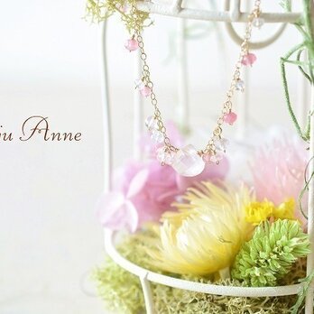 ローズクォーツのピンクカラーネックレスの画像