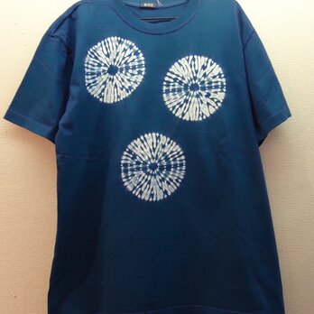 藍染め・唐松絞りTシャツの画像