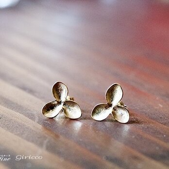 MARTINE ゴールドの紫陽花（アジサイ）ドライフラワーピアス（M033）の画像
