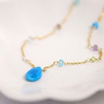 夏の夜の夢*スリーピングビューティー彩りネックレス14KGF