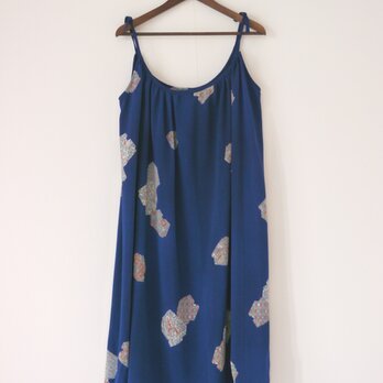 青正絹着物のキャミソールワンピースの画像