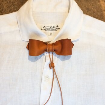 Leather bow  tie light brown