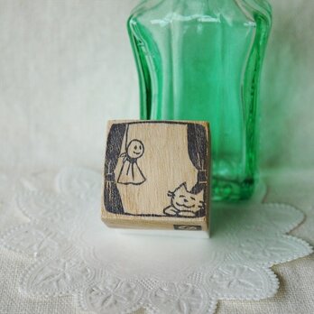 再販　余白にメッセージが書けるはんこ・てるてる坊主とネコさん