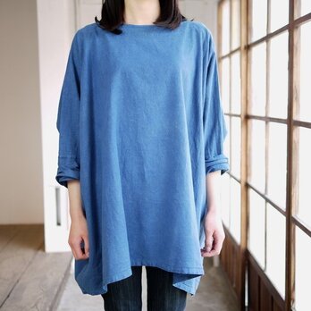 【chonchan様特注】エシカルヘンプワイドチュニック 正藍染め藍色