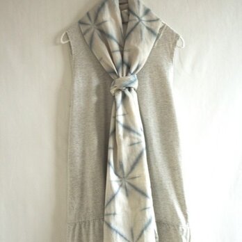 クールな花模様の夏・秋用綿麻ストール