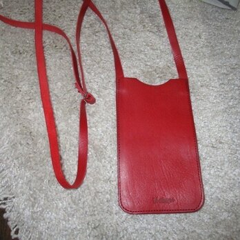 iphone6対応スマホショルダーイタリアンレザー・レッド再販