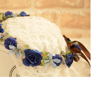 ロイヤルブルーのローズ花冠の画像