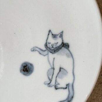 染付4寸猫皿 32の画像