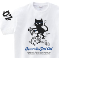 フィットネスバイクと猫　150.160.（女性M.L） S～XL　 Tシャツ【受注生産品】の画像