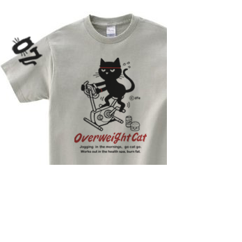 フィットネスバイクと猫　150.160.（女性M.L） S～XL　 Tシャツ【受注生産品】の画像