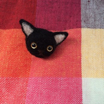 小さな小さな子猫ちゃん(黒猫)なまくびブローチ・小の画像