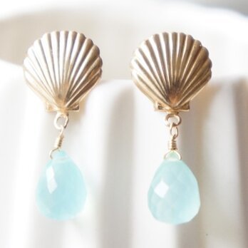 《７月限定》14kGF★シーシェル＆カルセドニー・ピアス