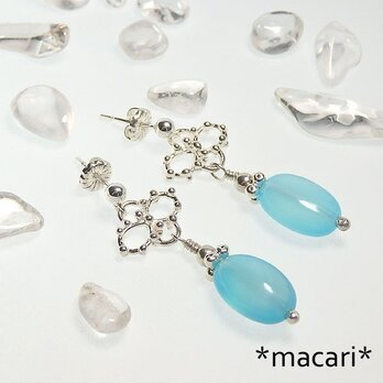 シーブルーカルセドニーのピアス