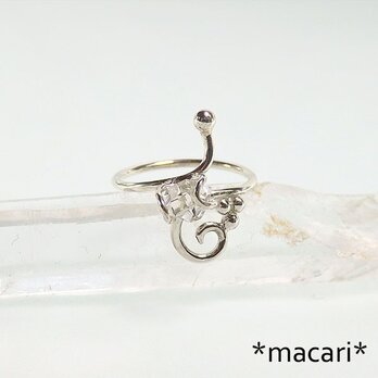 ダブルポイントクォーツの唐草リング