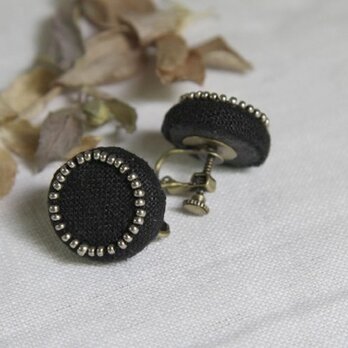 【再入荷】Boutons recouverts en lin(Noir)の画像