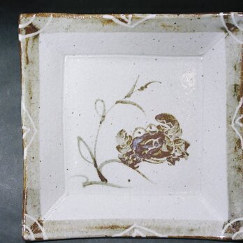 正方形陶板（カニ）の画像