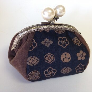 #33 柿渋染め／ぷっくりがま口