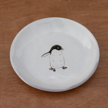 粉引丸皿(アデリーペンギン)【クリックポスト198円可】