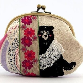 たすきをかけてみました・・・ポッ。 - レトロながま口ポーチ