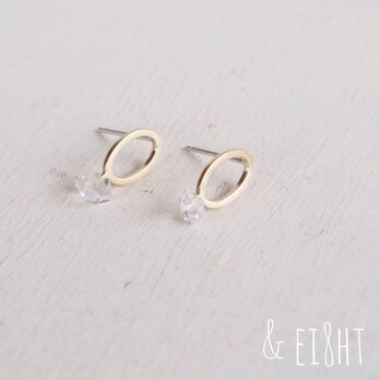 -BR- Oval ピアス w/ Herkimerの画像