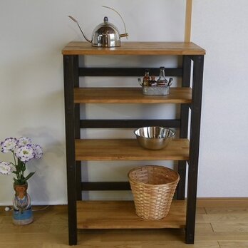 オープンシェルフ60８（ビンテージブラック×ウォルナット）