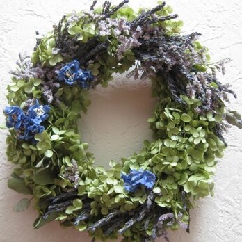 アナベルとラベンダーのwreathの画像