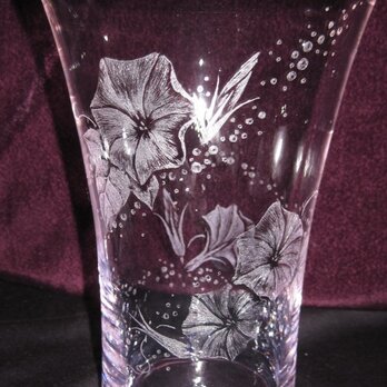 朝顔の花瓶　～手彫りガラス～の画像