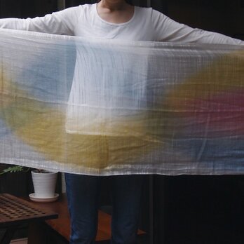 国産シルク100％手描き染めストール -rainbow2-の画像