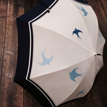 手描き日傘(晴雨兼用)  ツバメ(白)の画像