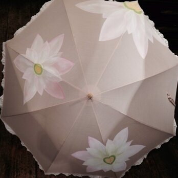 手描き日傘(晴雨兼用)  蓮の花の画像