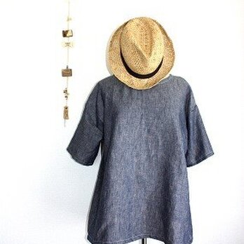 リネン100%のドロップショルダープルオーバー