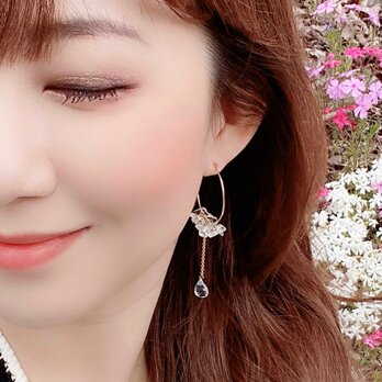 宝石・天然石ブルートパーズ 水晶 ピアス Lady ice blue earrings P0042の画像