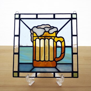ステンドグラス ミニパネル ビール 15cmの画像