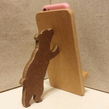 クマが支える携帯・スマホスタンド　ナチュラルの画像