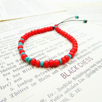 ホワイトハーツとターコイズのブレスレット　BR121