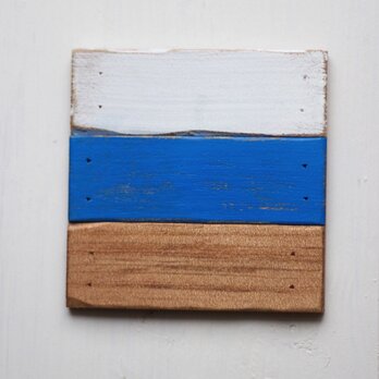 木製コースター No.001 (ホワイト ブルー ナチュラル)の画像